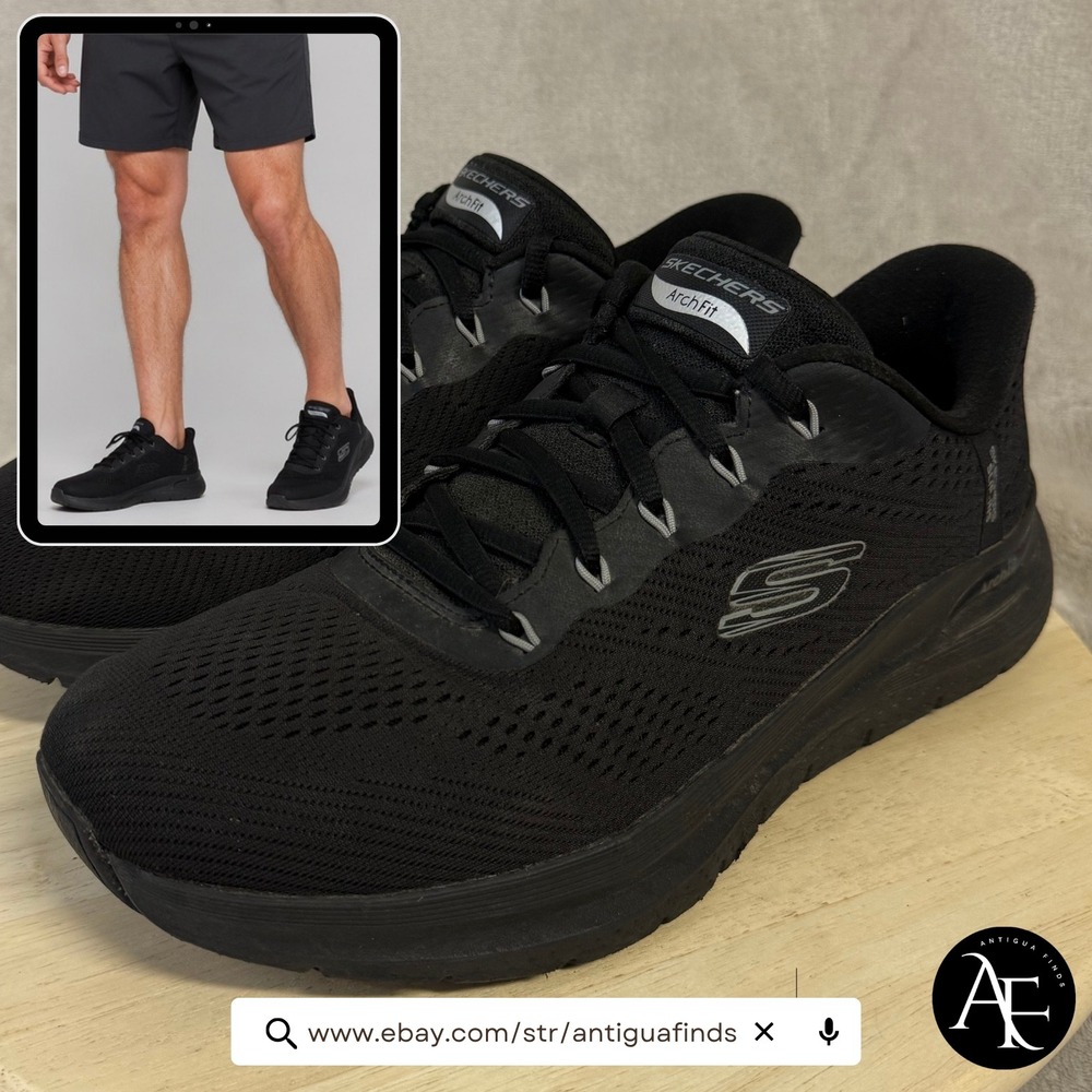 Skechers Slip-ins Arch Fit 2.0 Mens 11 Wide Black Sneakers 232712WW BBK